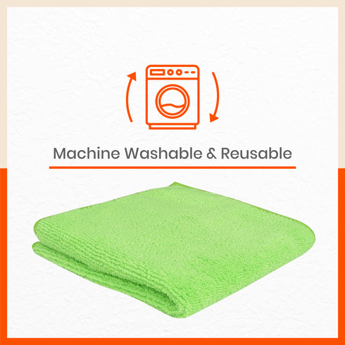 Spic & Span Multi Purpose Micro Fiber Cleaning Cloth - 340 GSM: 40cmx40cm (Pack of 4 - Fluorescent Orange + Fluorescent Green + Fluorescent Yellow + Peach)